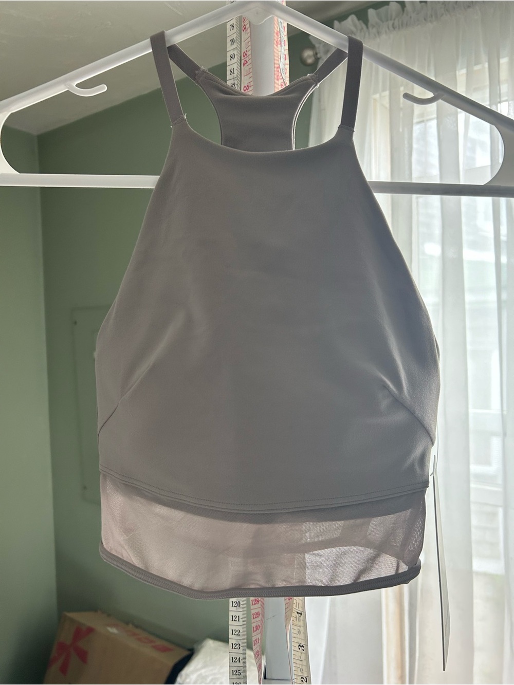 Lululemon Nulu High Neck Mesh-Hem Tank in Mauve Gray